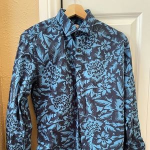 Zara Man slim fit Medium floral print blue